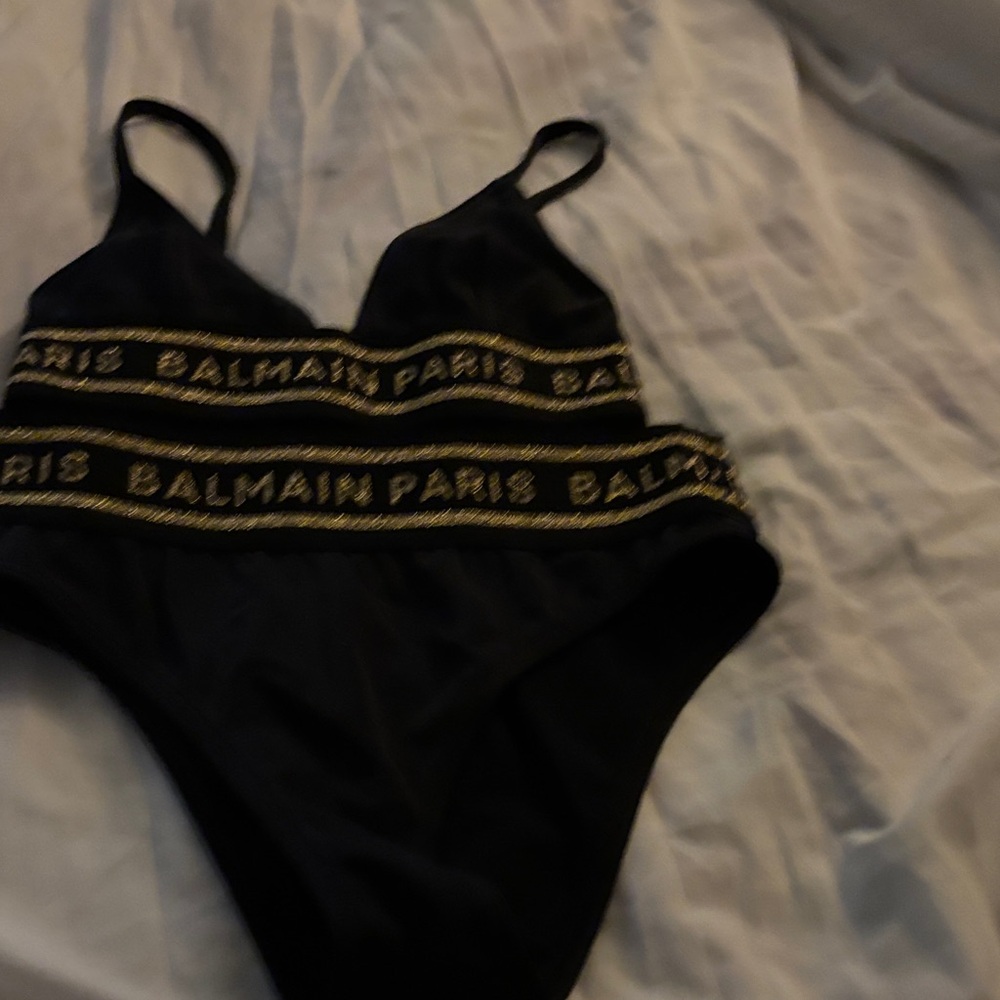 Balmain Paris Black & Gold Bralette bath suit size 36 - Picture 3 of 6